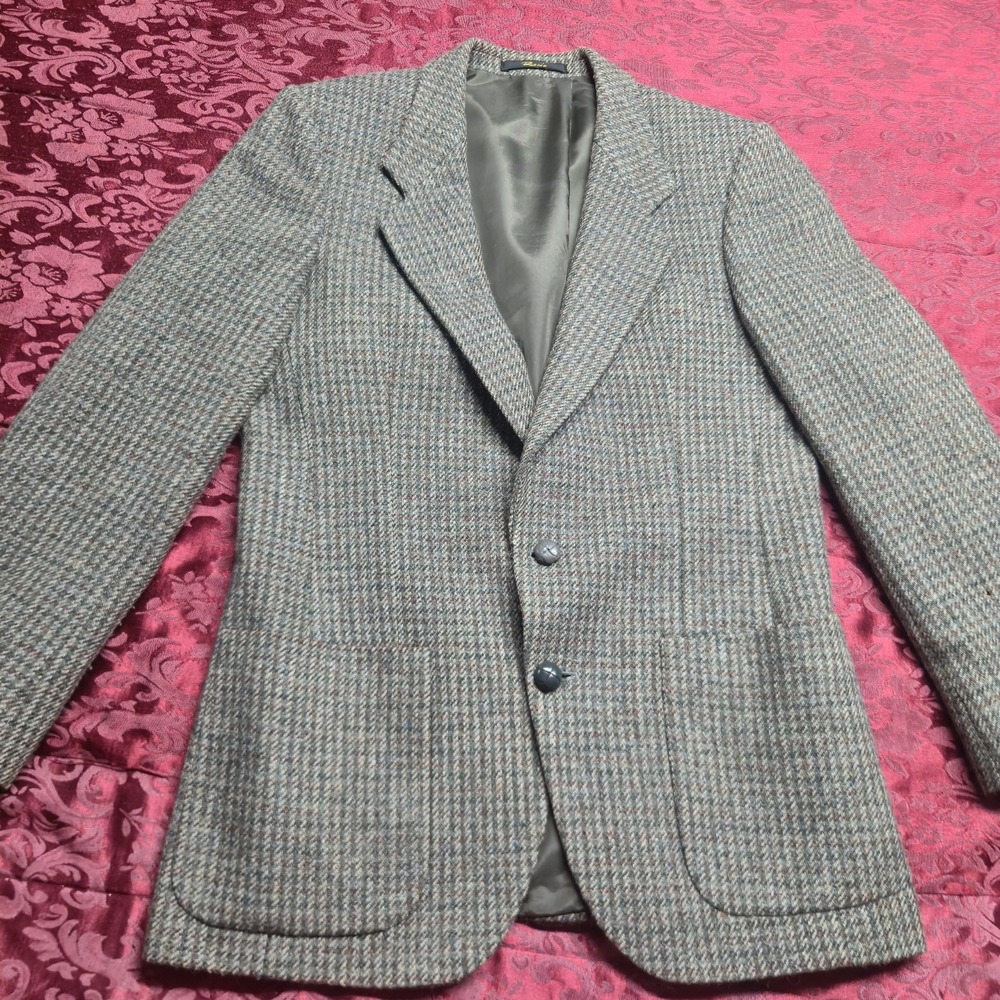 Vintage Bagir Men's Sport Coat Blazer 46 EU 36 US Brown Wool Tweed Poltex Chile - Picture 1 of 16